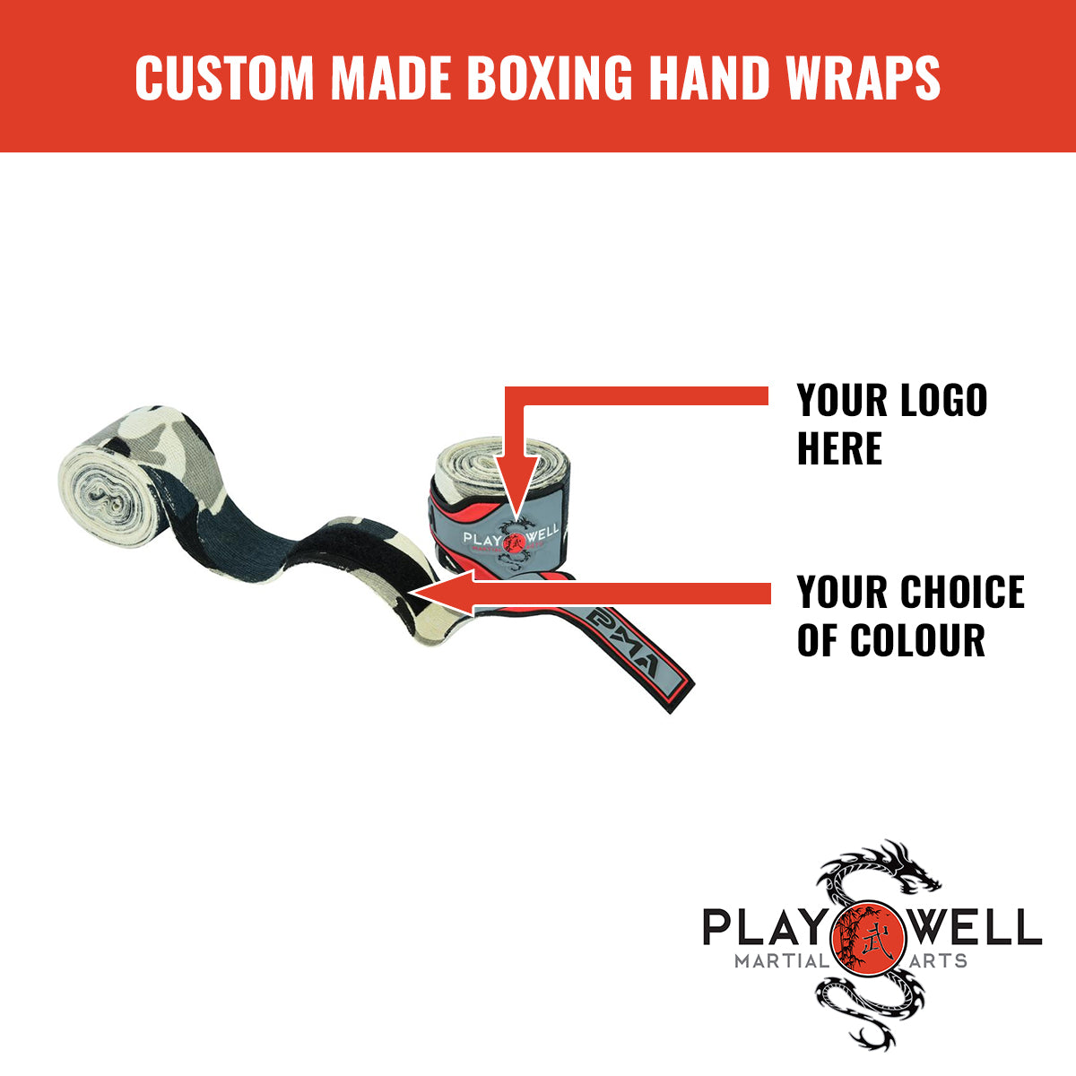 Custom Made Martial Arts Boxing Hand Wraps   - Your Logo