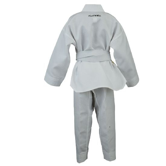 Korean Ultimate Taekwondo Uniform: Plain Back: White V-Neck