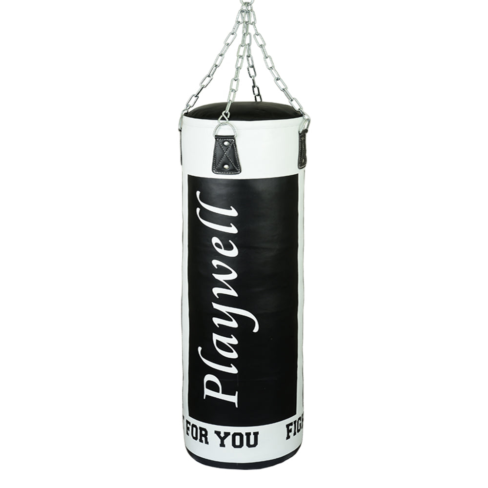 Elite Heavy Leather UNFILLED 5ft Punch Bag Black/White - 50KG