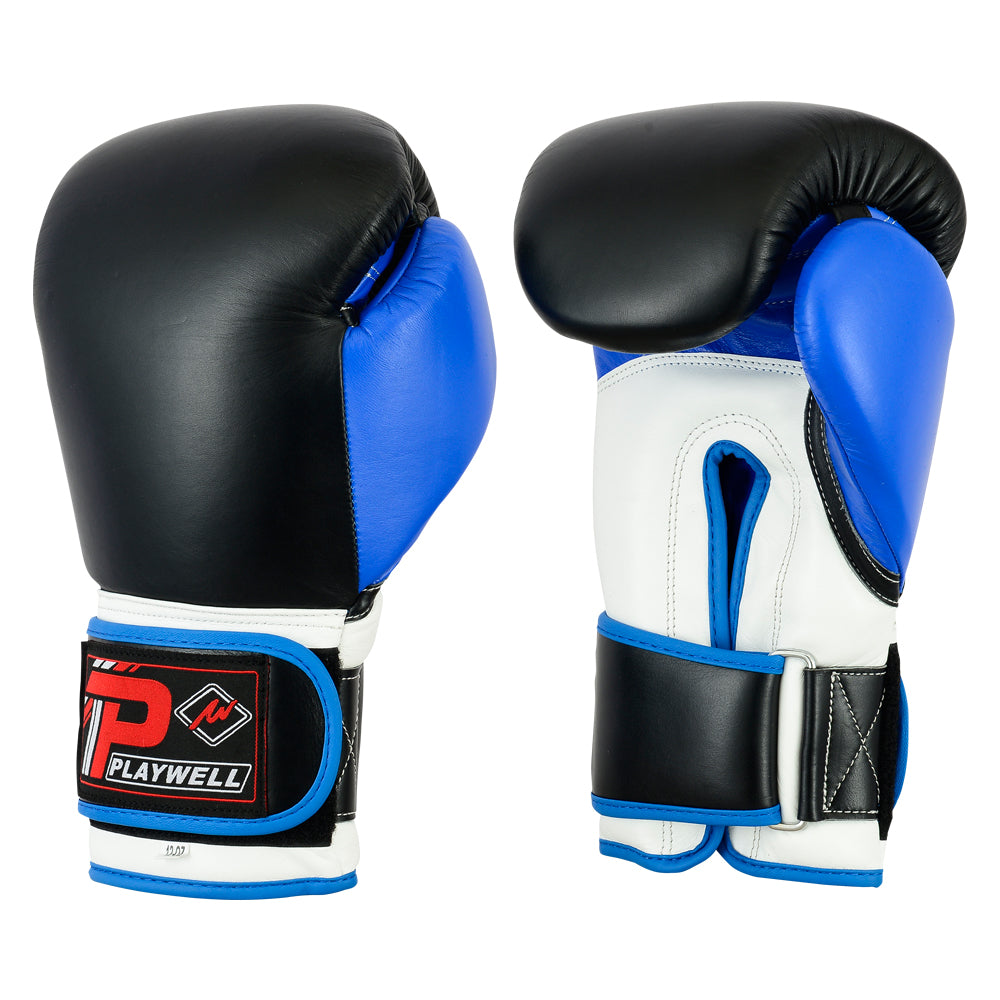 Elite Range: Pro V2P Leather Boxing Glove - Black/Blue