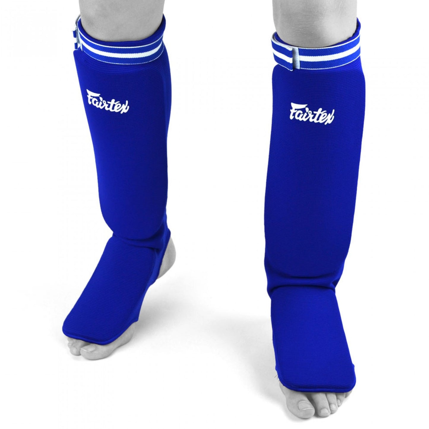 Fairtex Competition Muay Thai Elastic Shin Pads - Blue