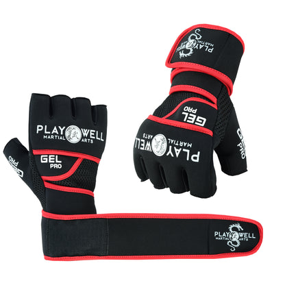 Playwell Elite Pro Gel Hand Wrap Inner Gloves - Black/Red