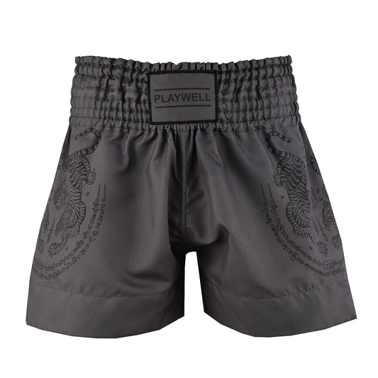 Twin Tiger Satin Muay Thai Competition Fight Shorts  - Grey