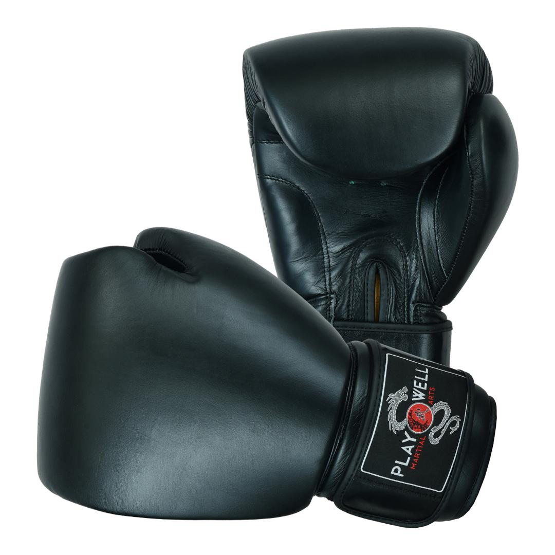 Elite Leather Heavy Sparring Black Boxing Gloves ( 18oz or 20oz)