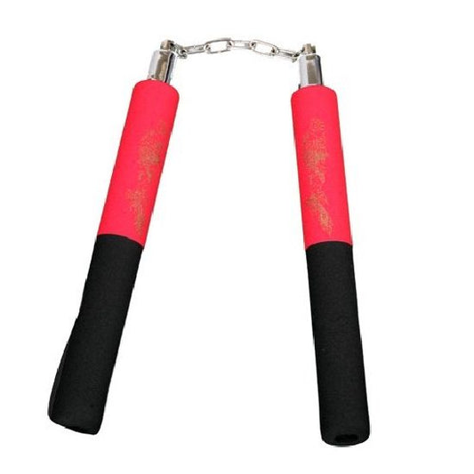 NR-030: Foam Nunchaku with Metal B.B. Red / Black Dragon