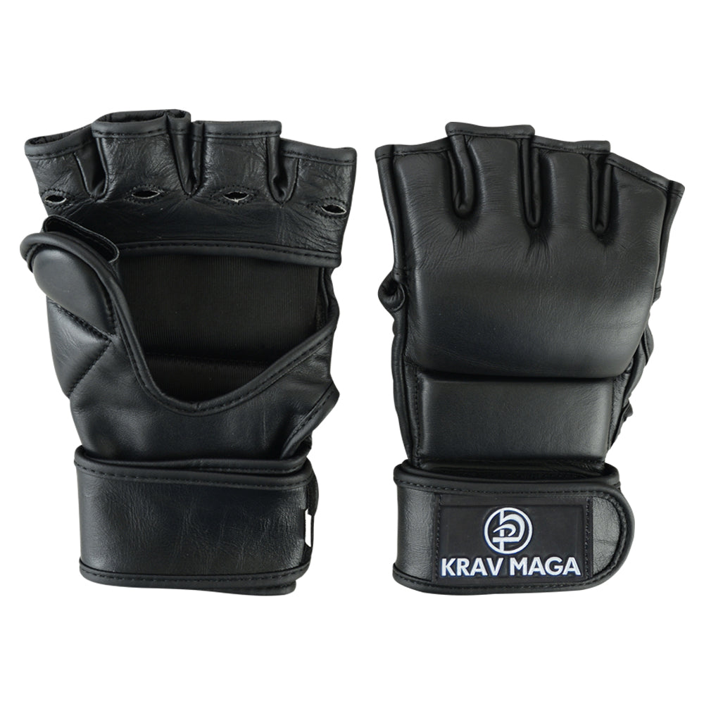 Krav Maga Leather  Black Grappling & Striking Gloves - NEW