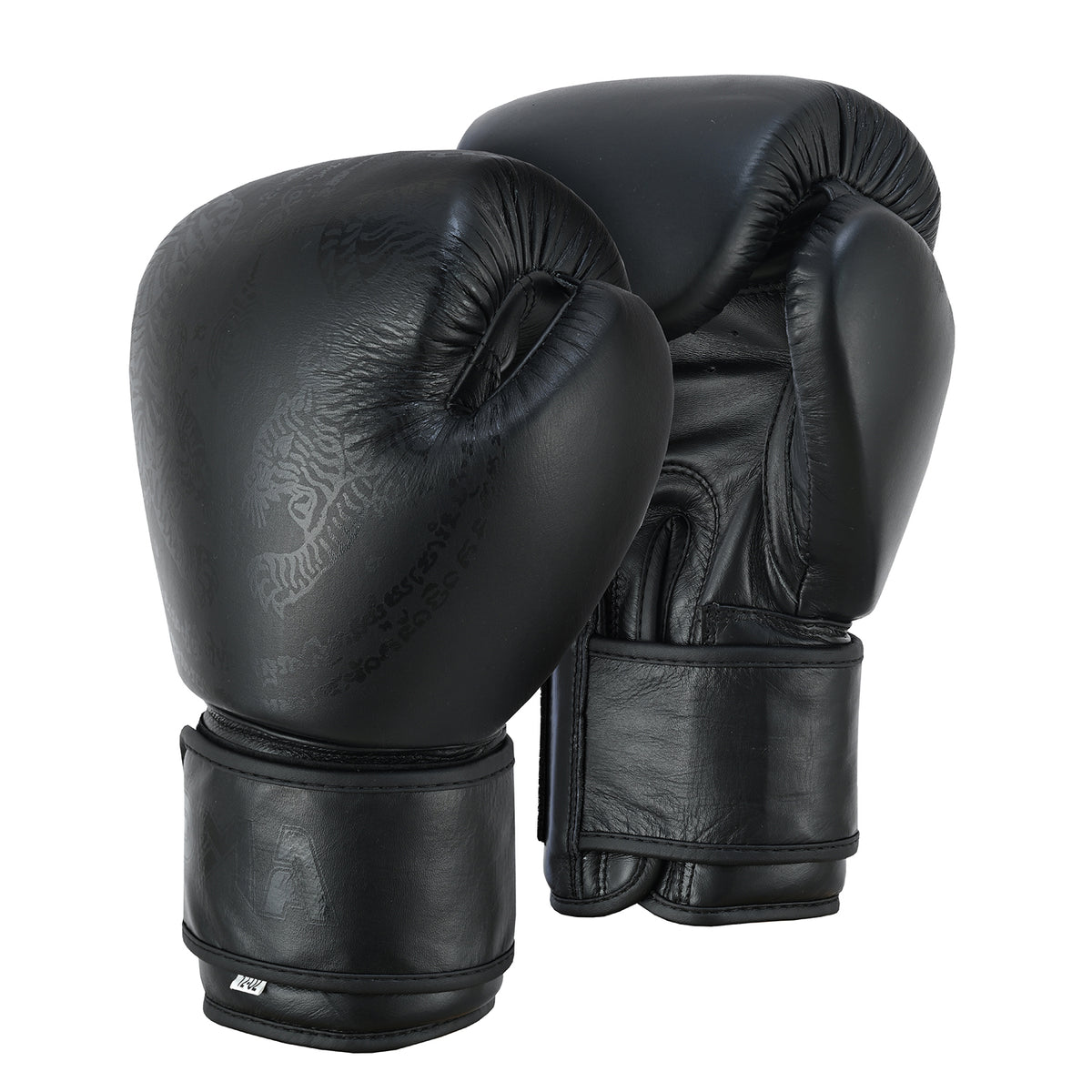 Playwell Premium Black "Twin Tiger" Leather Boxing Gloves