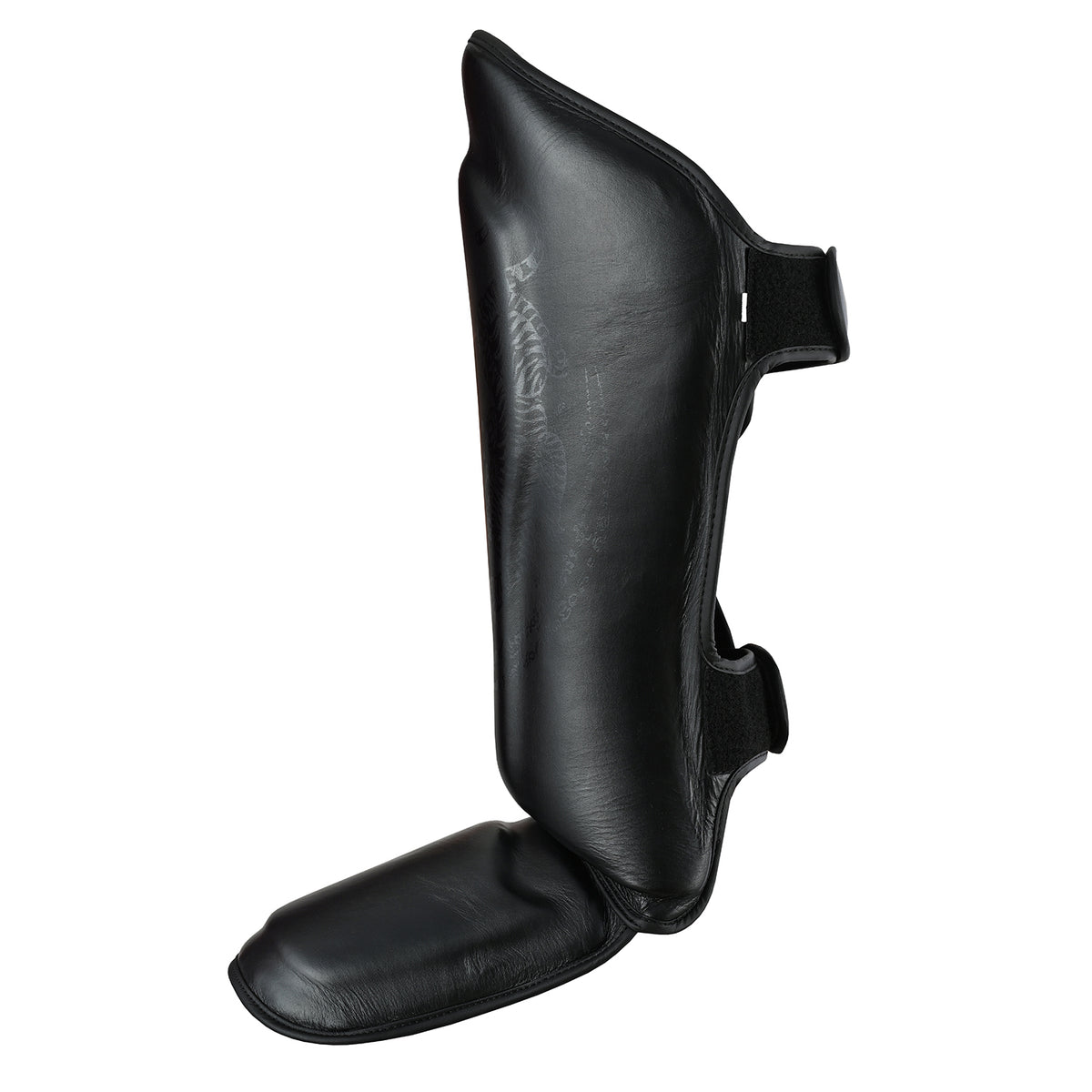 MMA/Muay Thai Twin Tiger Leather Shin Instep Guards - Black