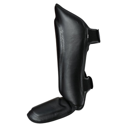 MMA/Muay Thai Twin Tiger Leather Shin Instep Guards - Black