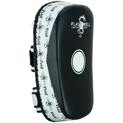 Playwell Elite Deluxe " Logos" Leather Curved Thai Pad  - Pair