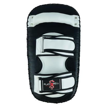 Playwell Elite Deluxe " Logos" Leather Curved Thai Pad  - Pair
