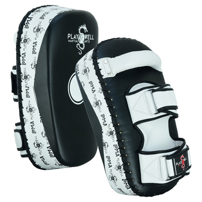 Playwell Elite Deluxe " Logos" Leather Curved Thai Pad - PRE ORD