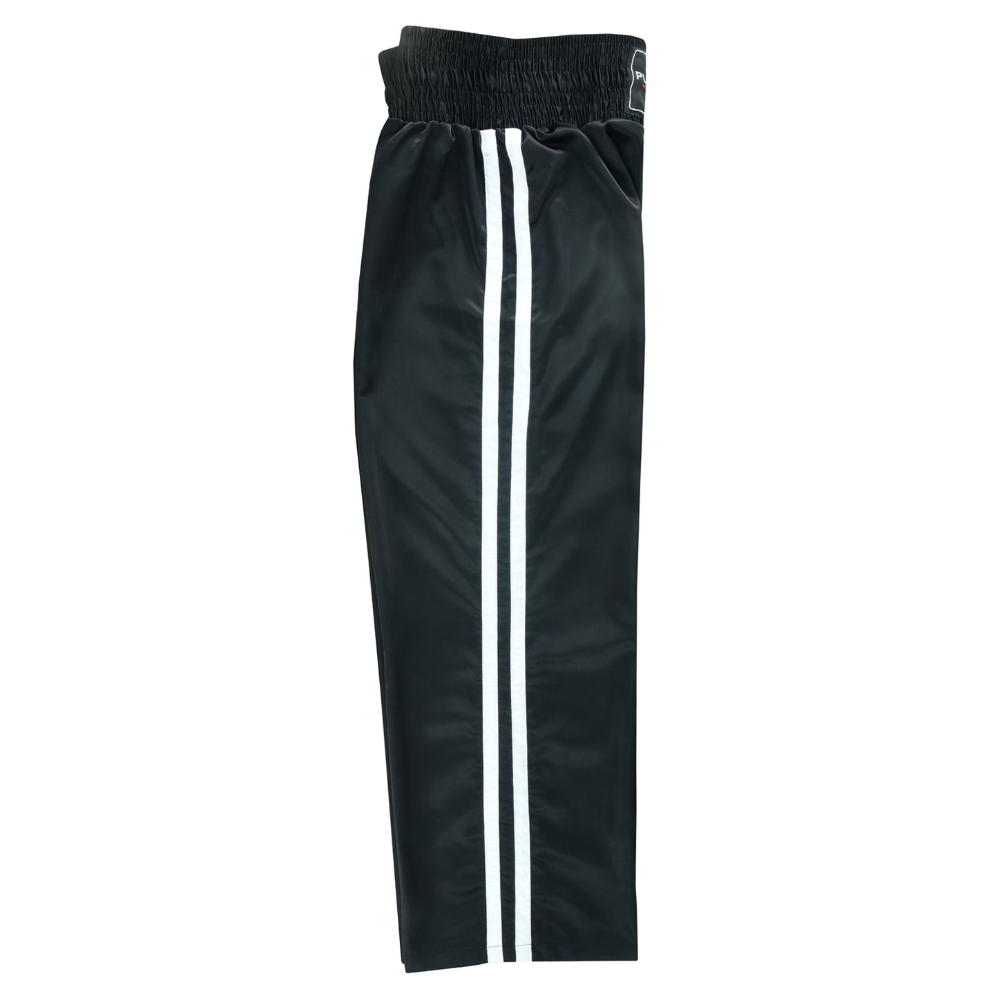 Kids Full Contact Black Satin Kickboxing Pants With Stripes