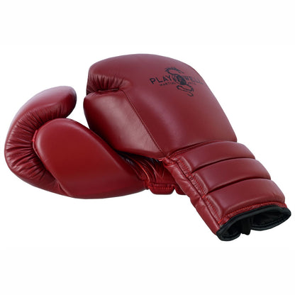 PLaywell Pro Leather Boxing Gloves With Laces - Maroon