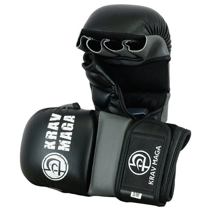 Krav Maga Elite Hybrid MMA Sparring Gloves - 7oz  (Black/Grey )