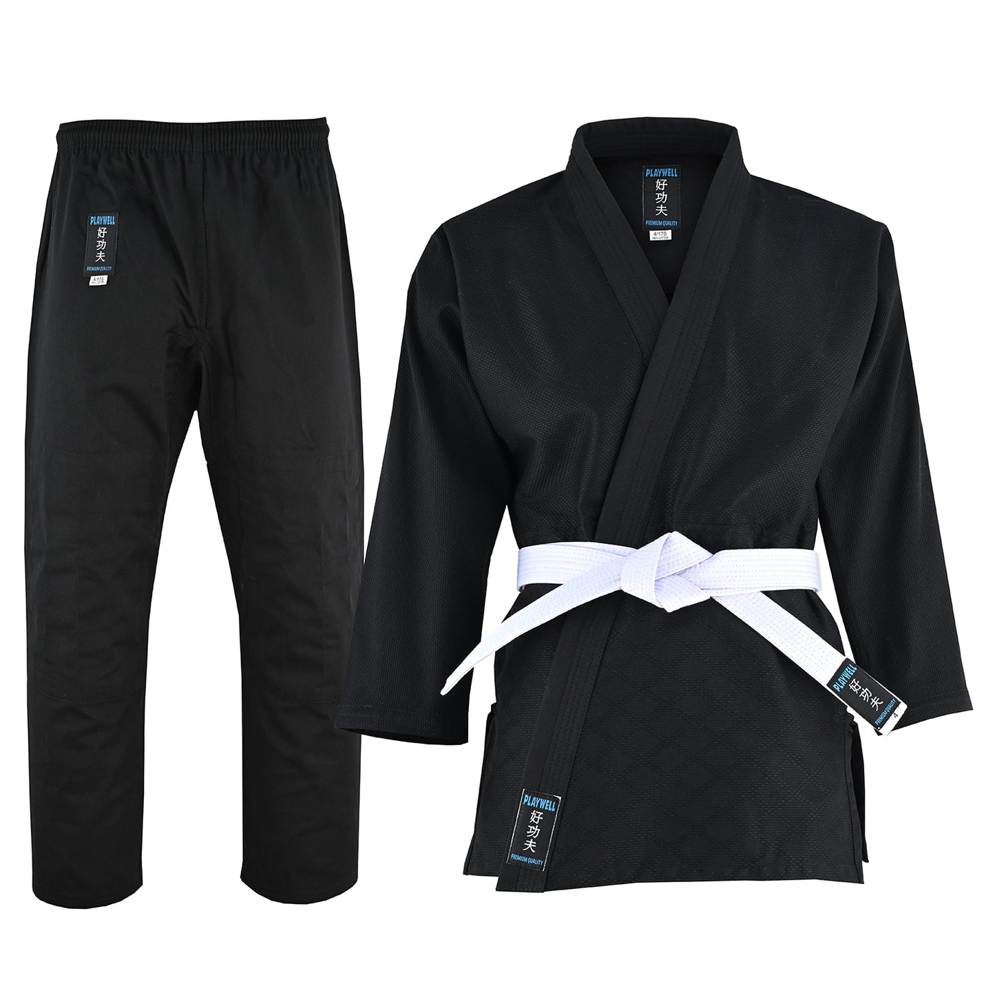 Playwell Adults Judo Suit - Black 450g