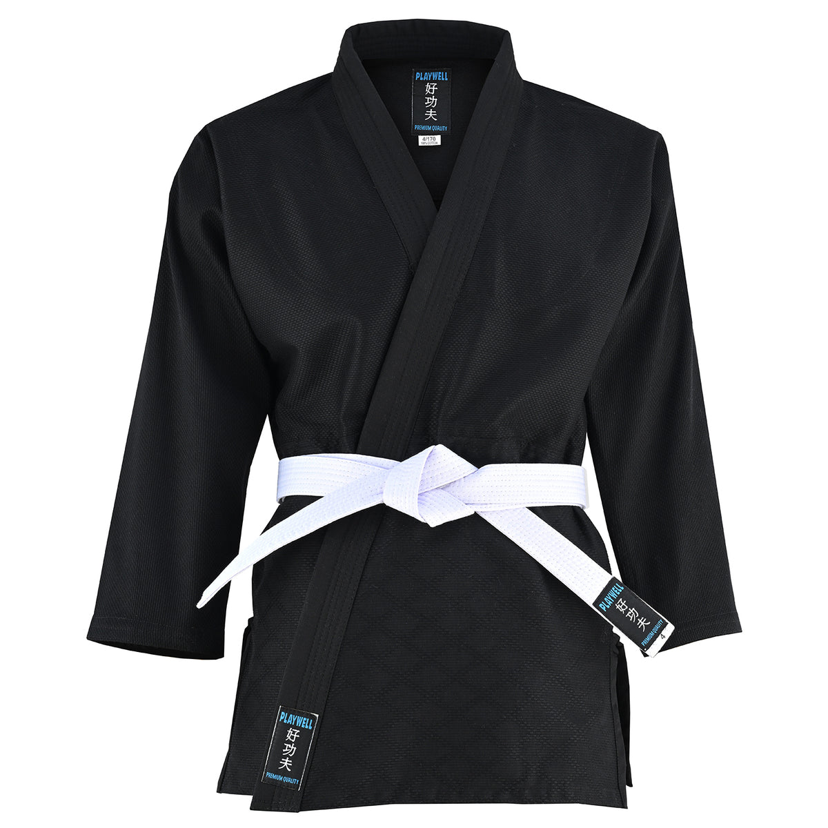 Playwell Adults Basic Plain Ju Jitsu Suit - Black 450g