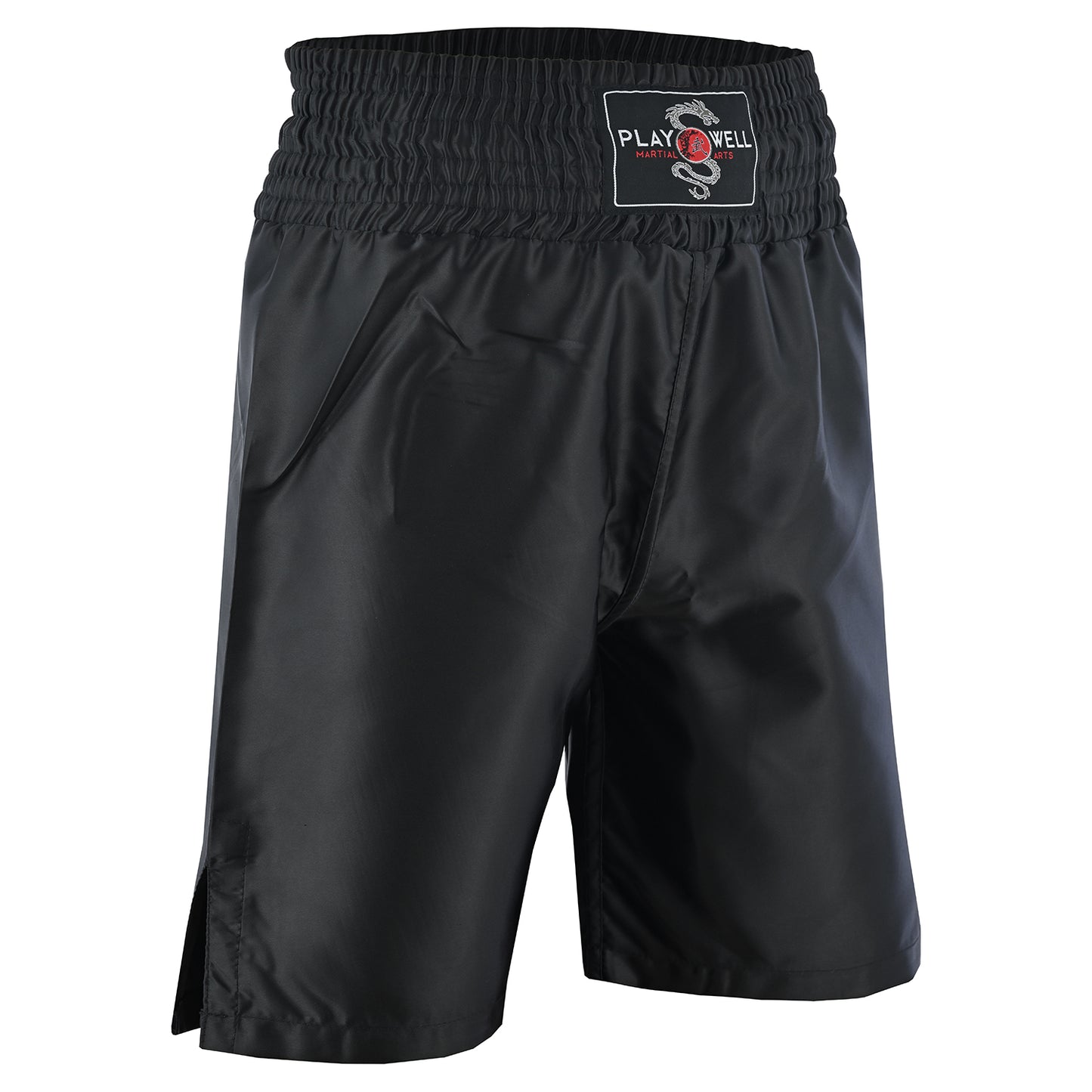 Plain Black Satin Boxing Training Shorts