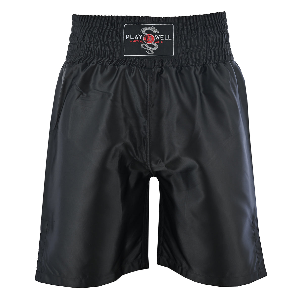 Plain Black Satin Boxing Training Shorts