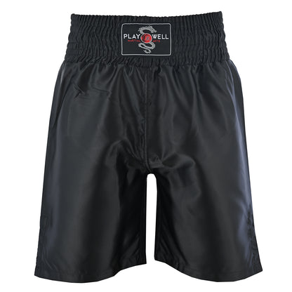 Plain Black Satin Boxing Training Shorts