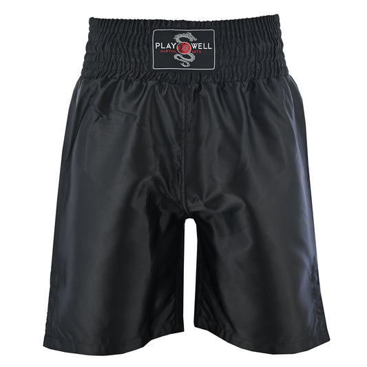 Plain Black Satin Boxing Training Shorts