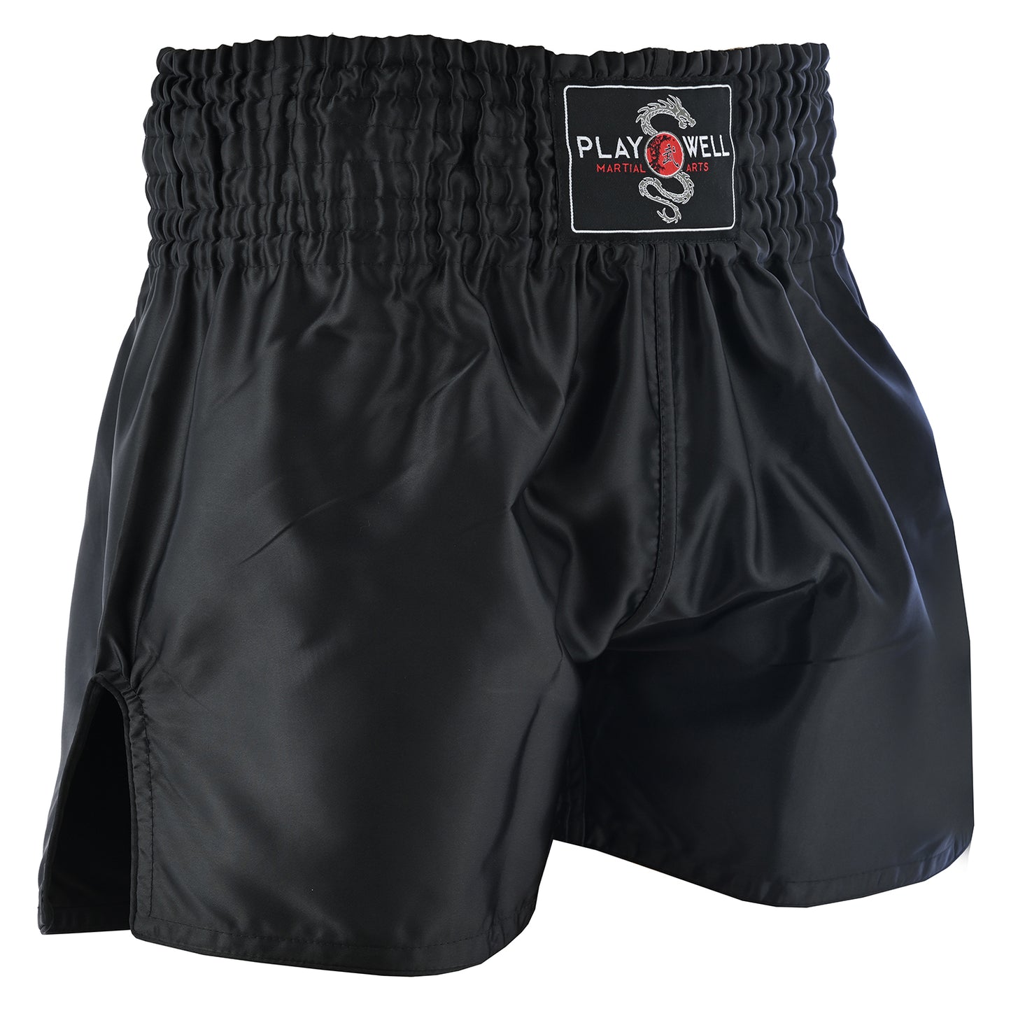 Plain Black Satin Muay Thai Training Shorts