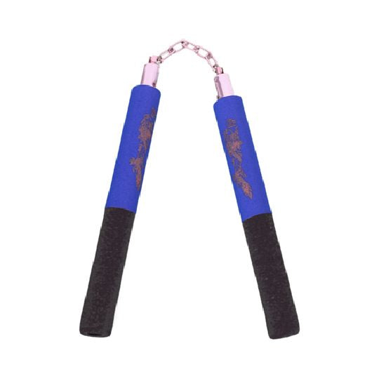 Foam Nunchaku with Metal B/Bearing Half Blue/ Half Black Dragon