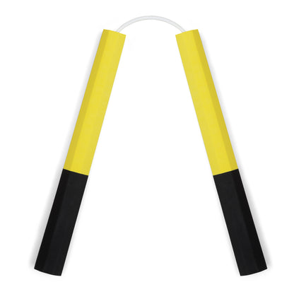 NR-012b: Octagonal Dense Foam Nunchaku Yellow/Black - 12" - PRE
