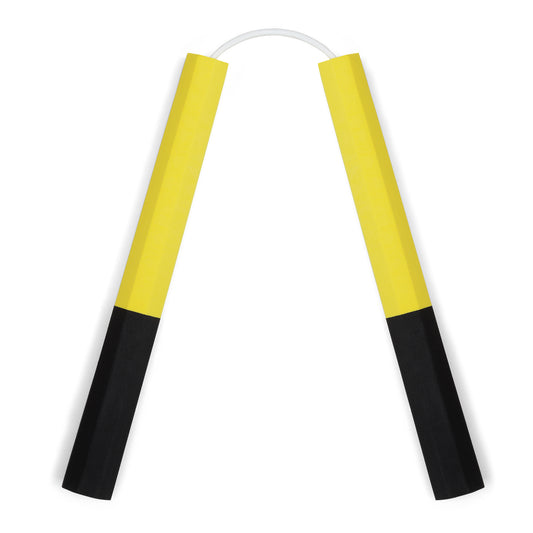 NR-012b: Octagonal Dense Foam Nunchaku Yellow/Black - 12" - PRE