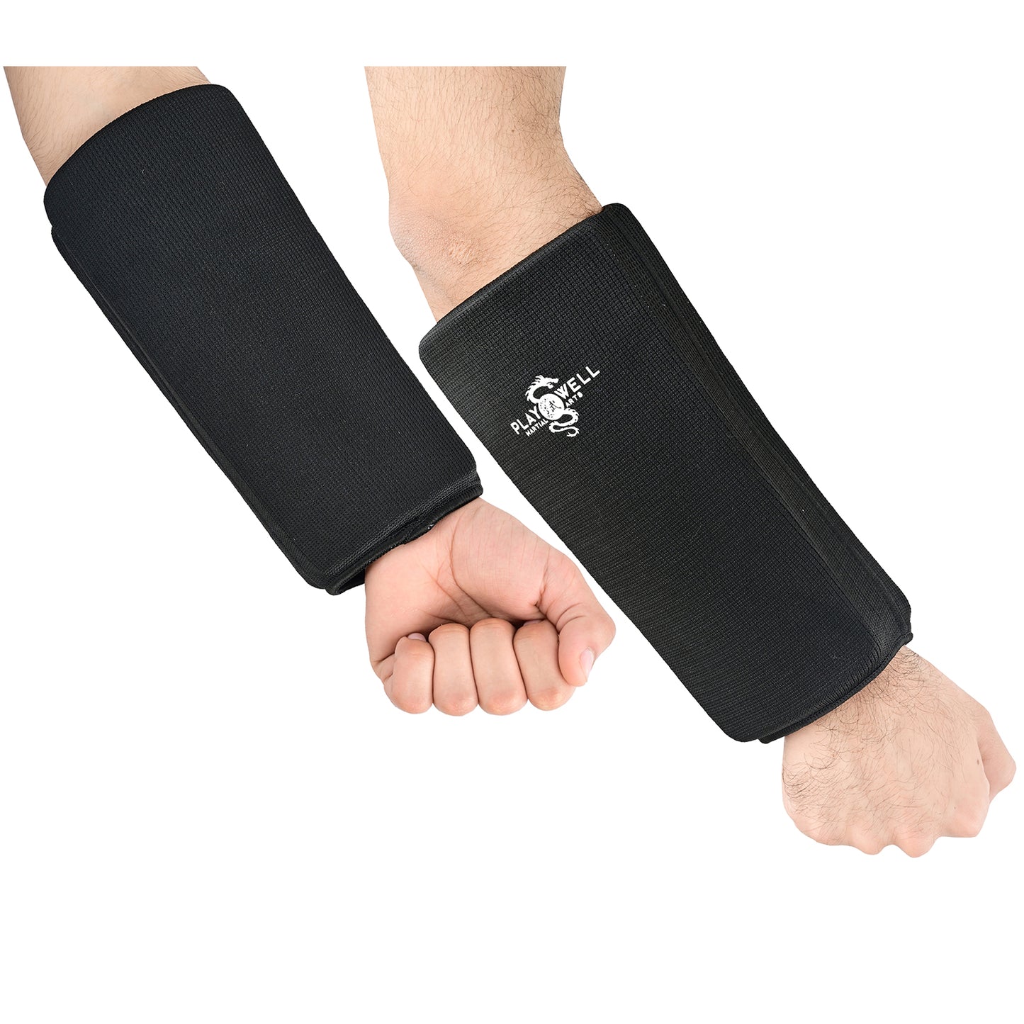 Elasticated Black Full Contact Forearm Guard (Padded Both Sides)