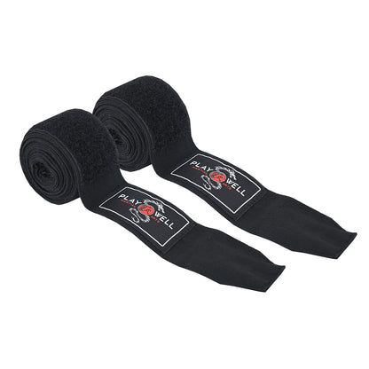 Playwell Premium Stretch Cotton Hand Wraps  - Black  - PRE ORDER
