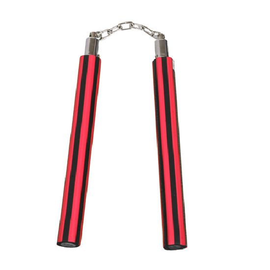 NR-016A: Foam Nunchaku with Chain Red / Black stripe - PRE ORDER