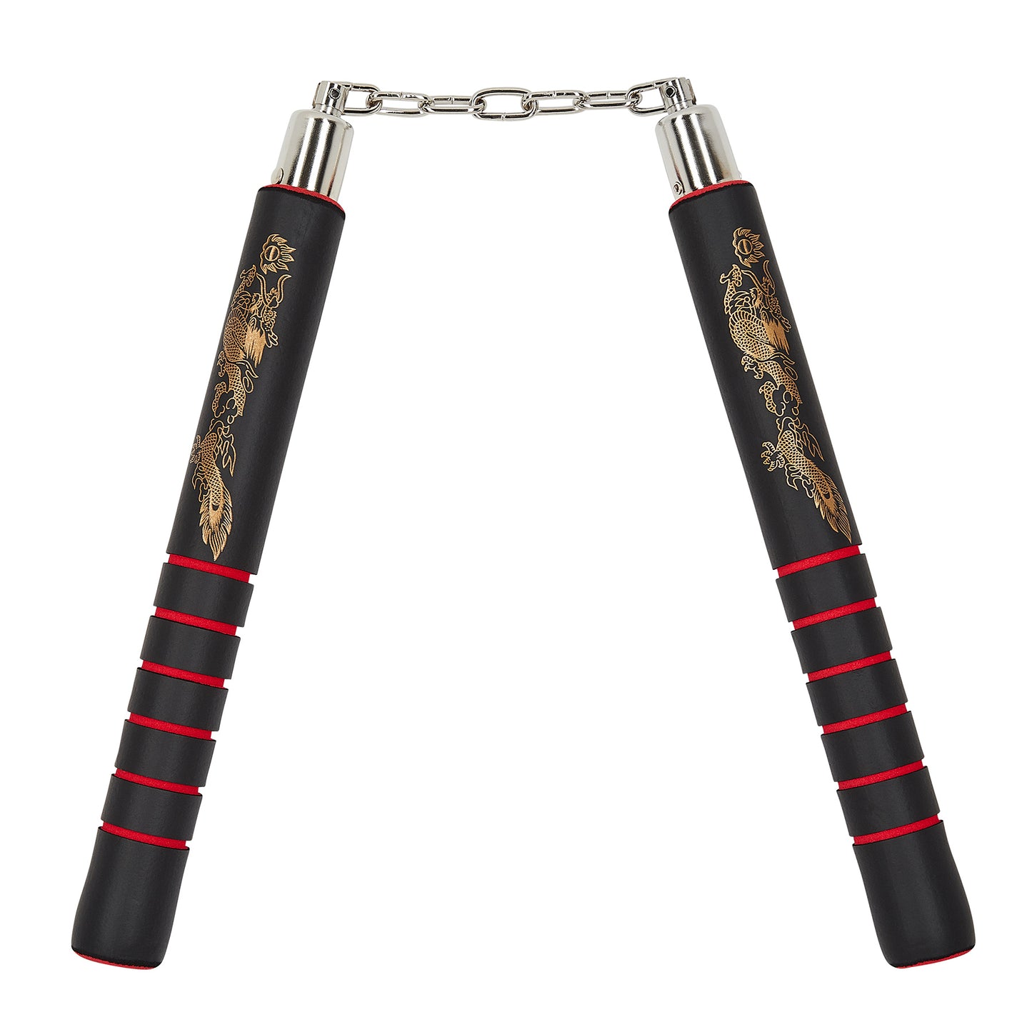 NR-027:Deluxe  Foam Nunchaku B.B With Grip : Red grips