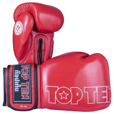 Top Ten Red Muay Thai IFMA Approved Boxing Gloves  - 10oz