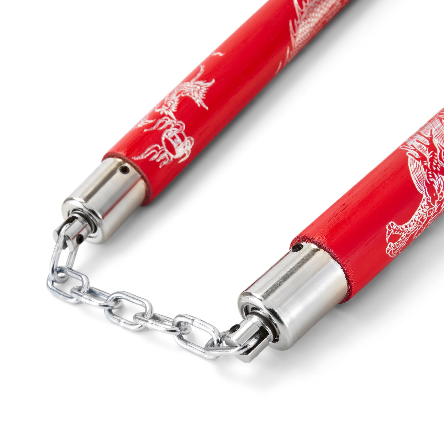 Rattan Wooden Red Dragon Nunchucks Chain  - 12"