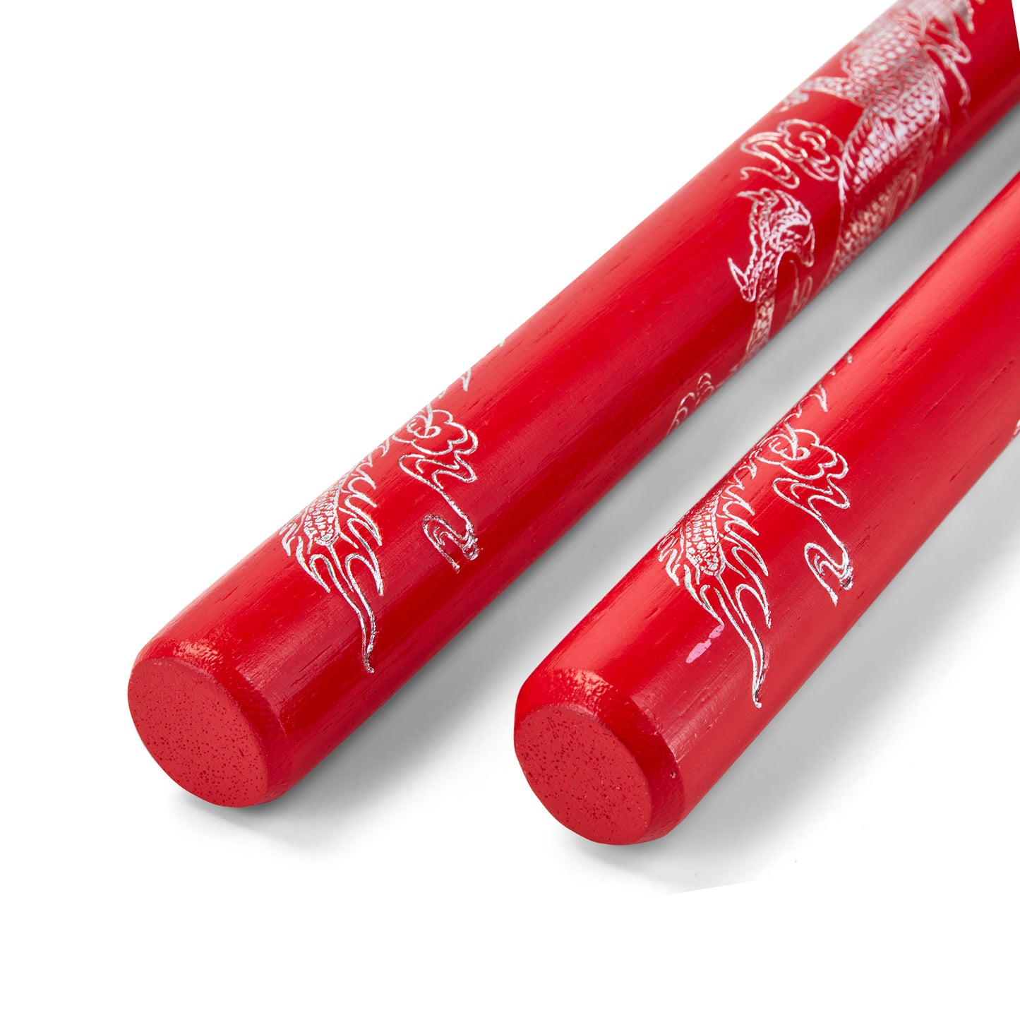 Rattan Wooden Red Dragon Nunchucks Chain  - 12"