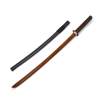 Wooden Roped Bokken With Plastic Scabbard - Red Oak Wood - PRE O