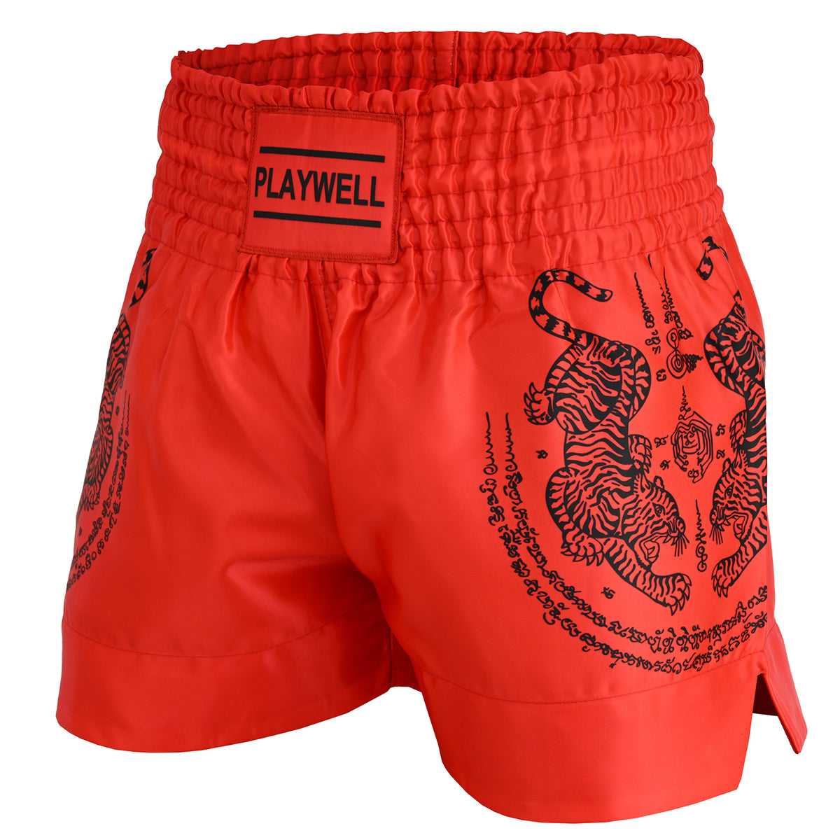 Twin Tiger Satin Muay Thai Competition Fight Shorts  - Red - PRE