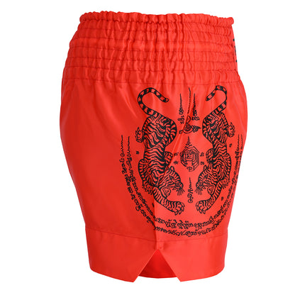 Twin Tiger Satin Muay Thai Competition Fight Shorts  - Red - PRE