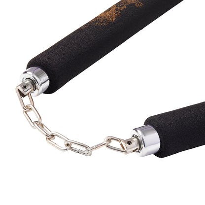 NR-028B: Foam Nunchaku W/ Metal B.B  All Black W/ Red Tips