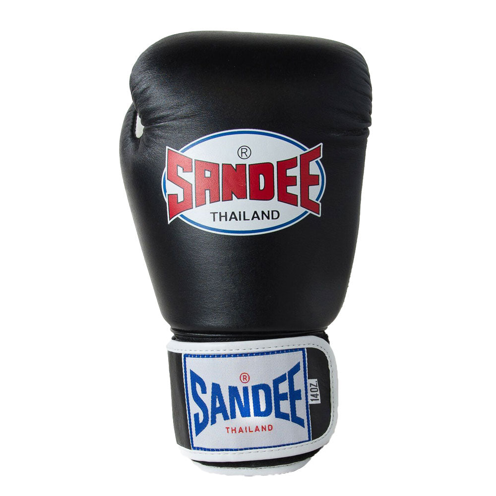 Sandee Authentic Leather Boxing Gloves - Black