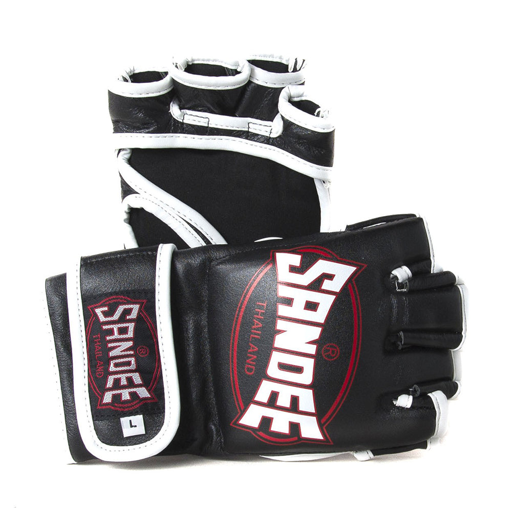 Sandee MMA Leather Fight Gloves  - Black 4oz