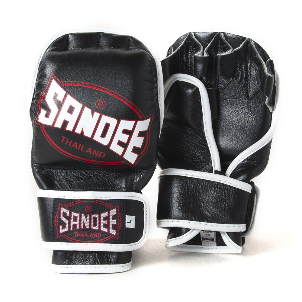 Sandee MMA Leather Fight Gloves  - Black 7oz