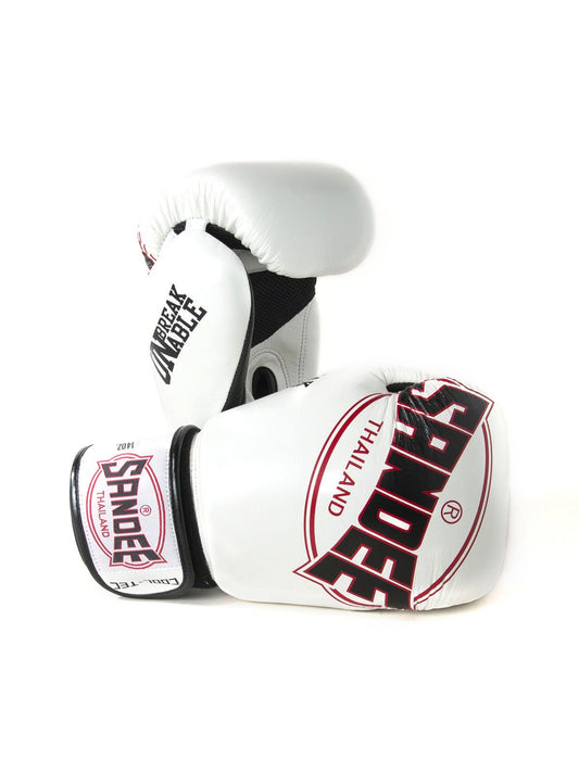 Sandee Black Leather Cool Tech Muay Thai Boxing Gloves  - White