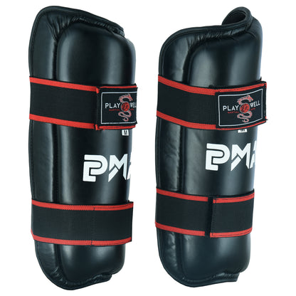 Childrens Semi Contact Elite Kickboxing Shin Guards  - Black