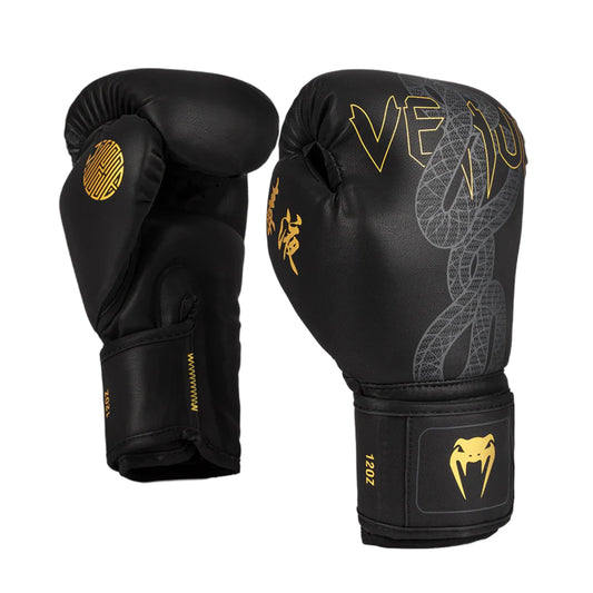 Venum Serpenti Boxing Gloves - Black/Silver/Gold