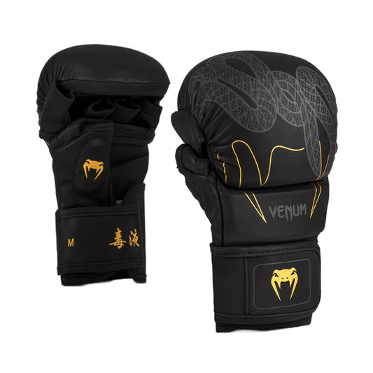 Venum Serpenti MMA Sparring Gloves 7oz - Black/Silver/Gold