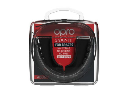 OPRO Snap Fit ( For Braces ) Mouthguard - Black - Adults 11+