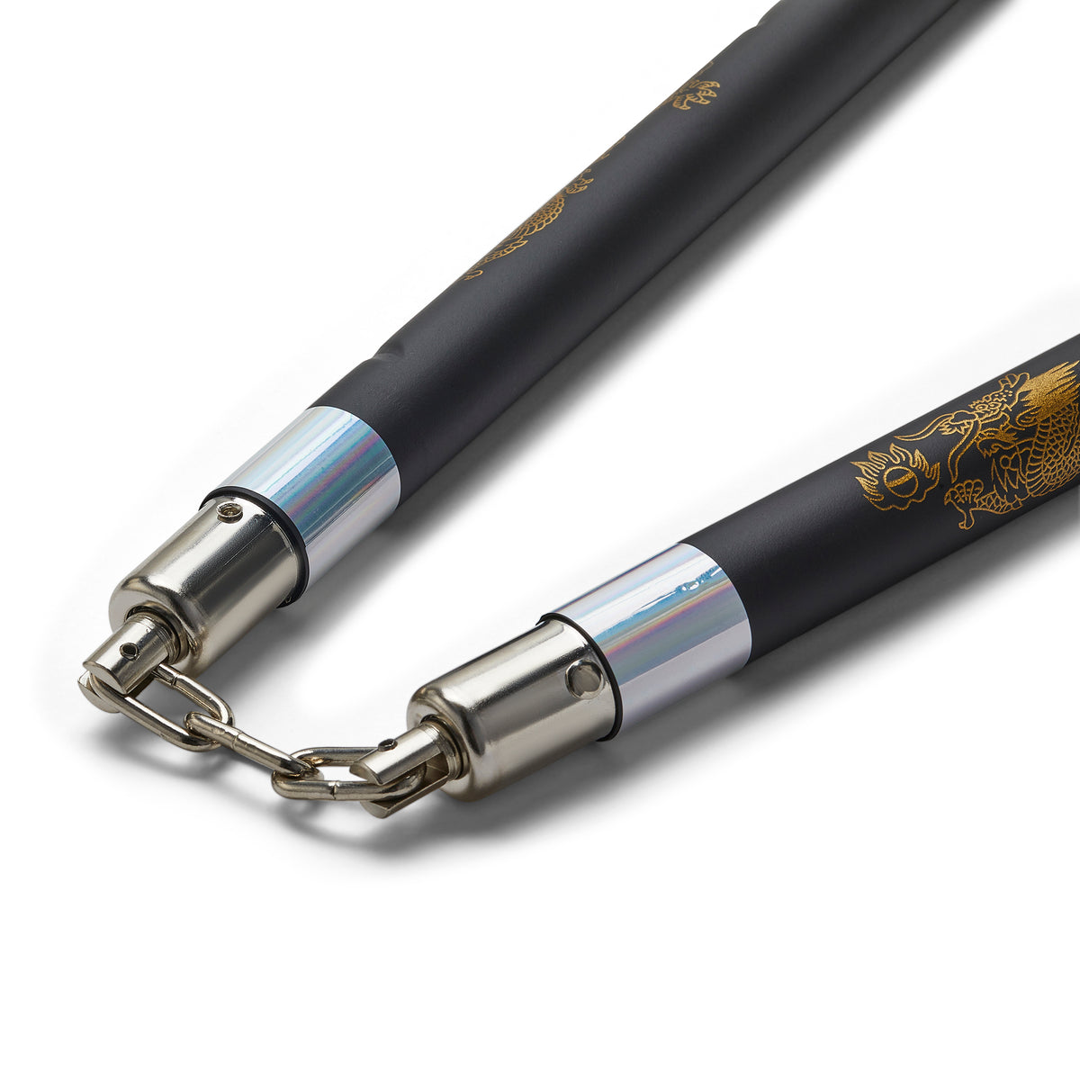 Deluxe Foam Speed Nunchucks With Chain - Black/Silver - 11" - PR