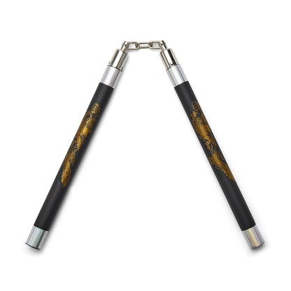 Deluxe Foam Speed Nunchucks With Chain - Black/Silver - 11" - PR